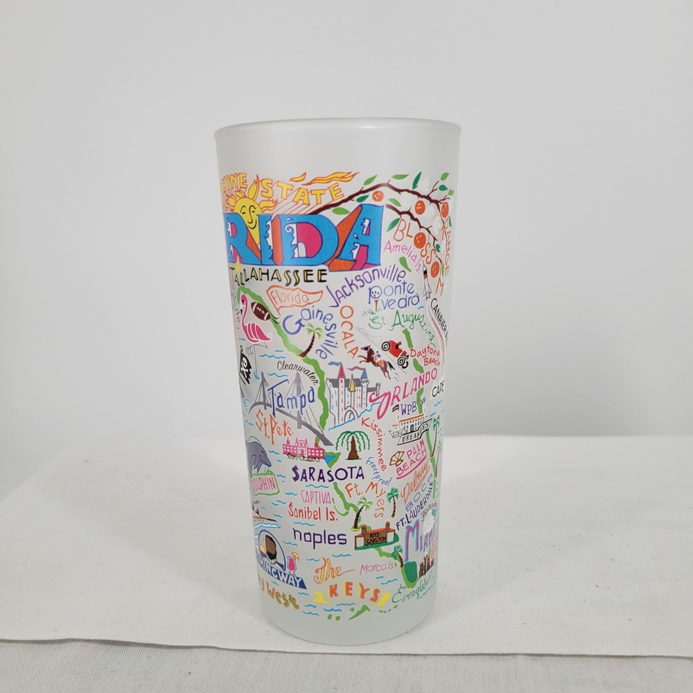 Catstudio Georgia & Florida Frosted Drinking Glasses 15oz Geography Collection - Picture 10 of 11